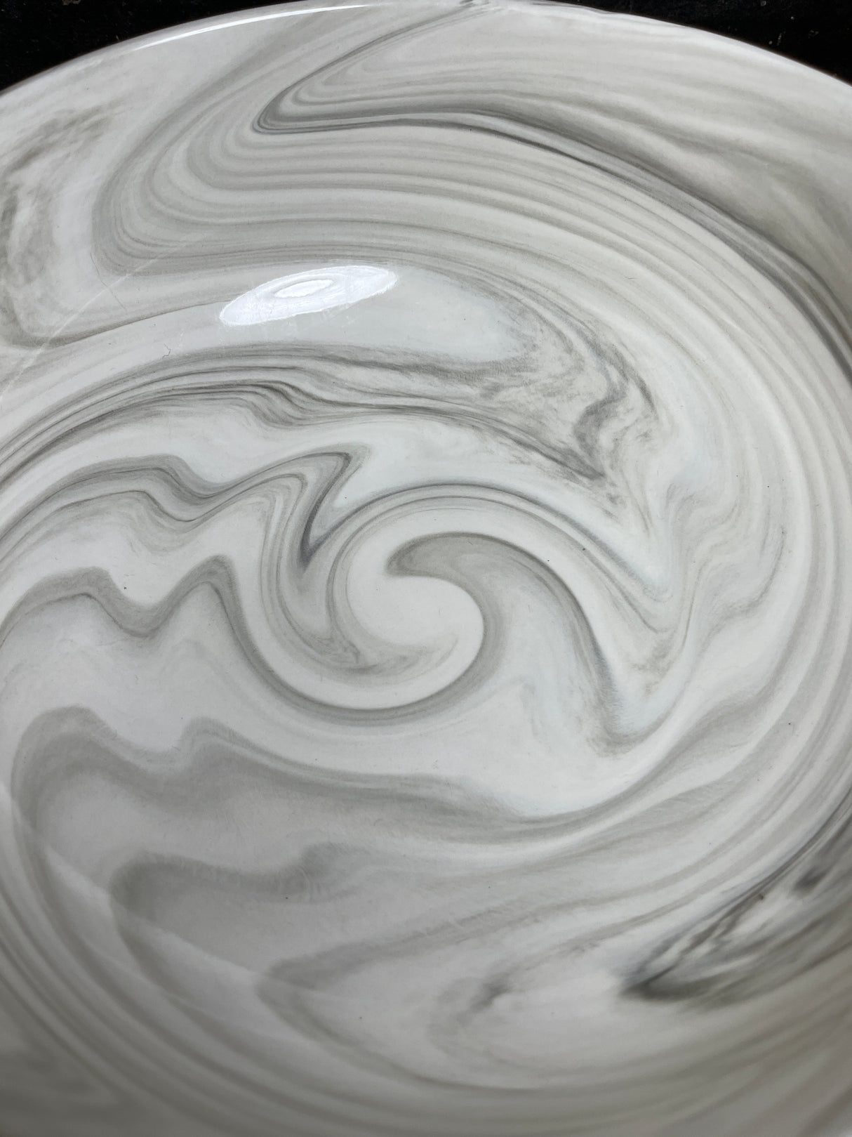 Large serving bowl - gray marbled porcelain - Malacasa