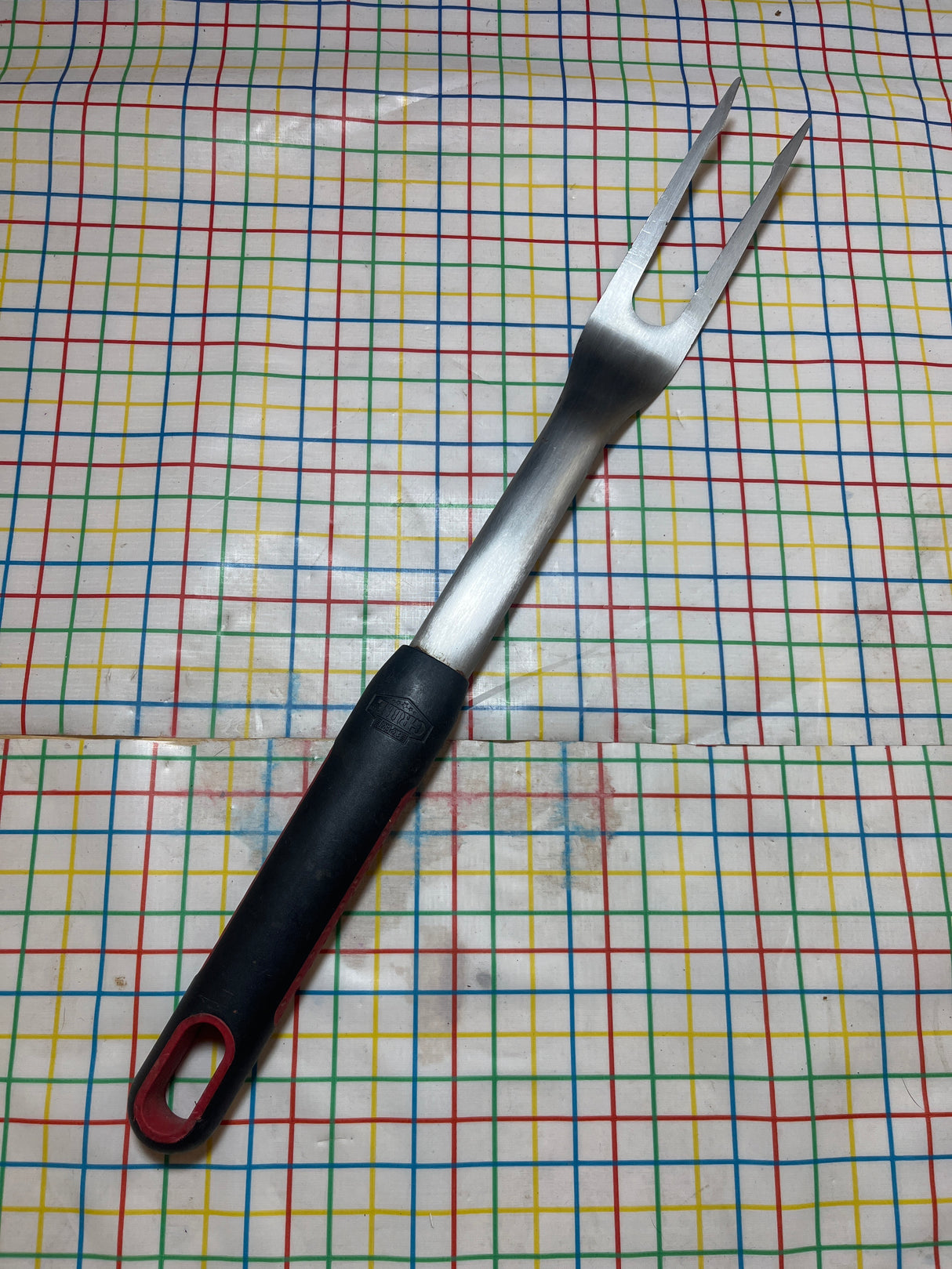 Grill fork - stainless steel with black plastic handle - Expert Grill