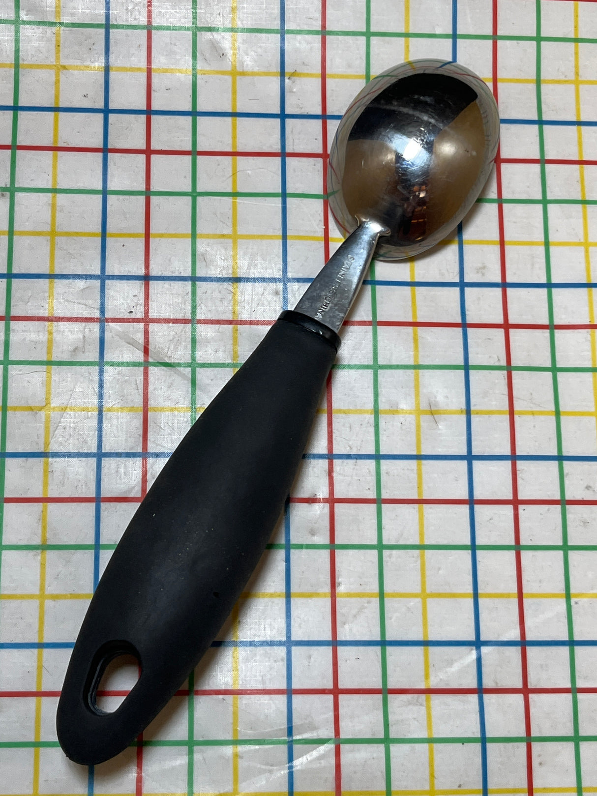 Ice cream scoop - stainless steel with black silicone handle