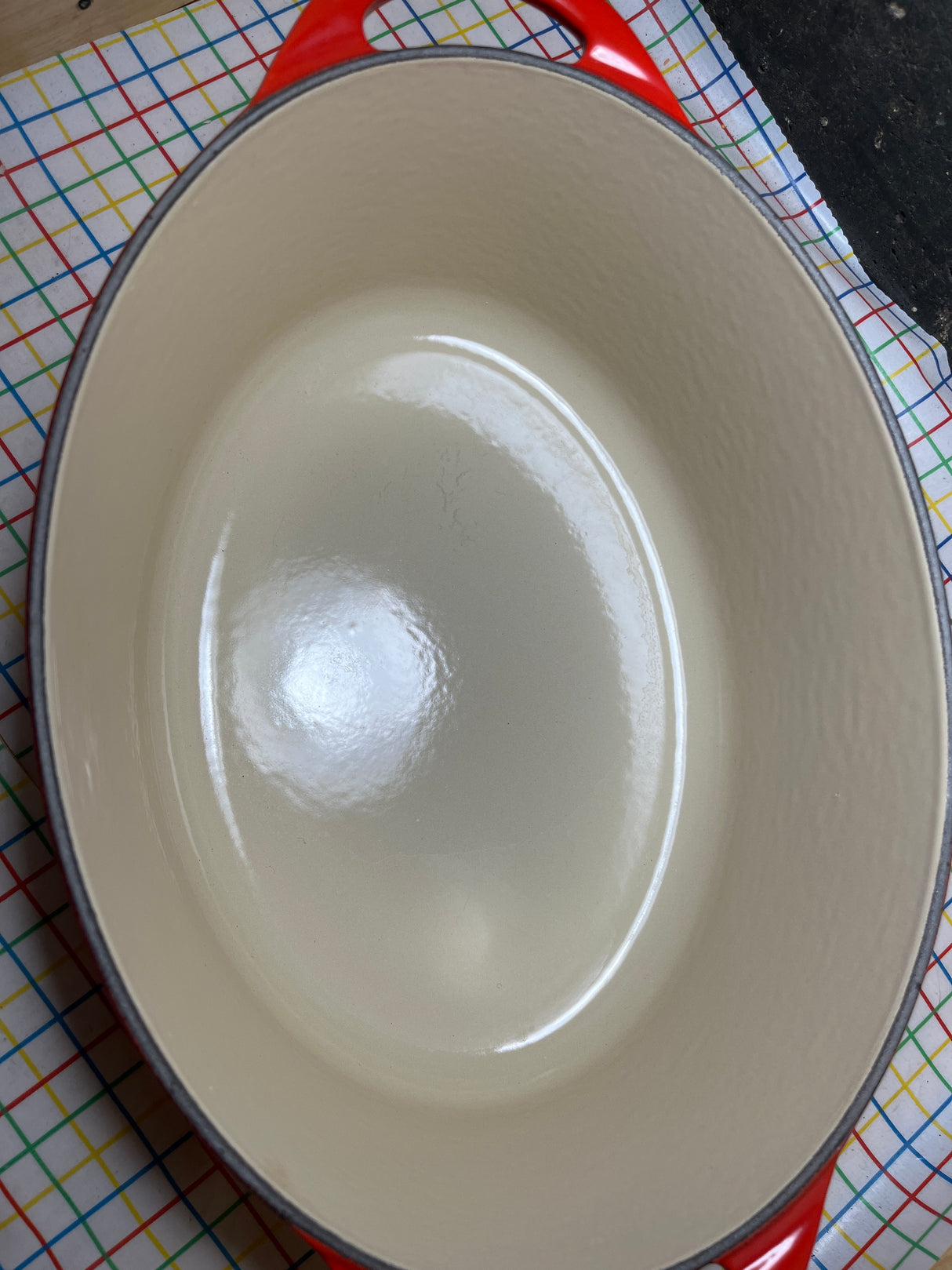 Oval Dutch Oven / Bread oven with griddle lid - red enameled cast iron - Le Creuset