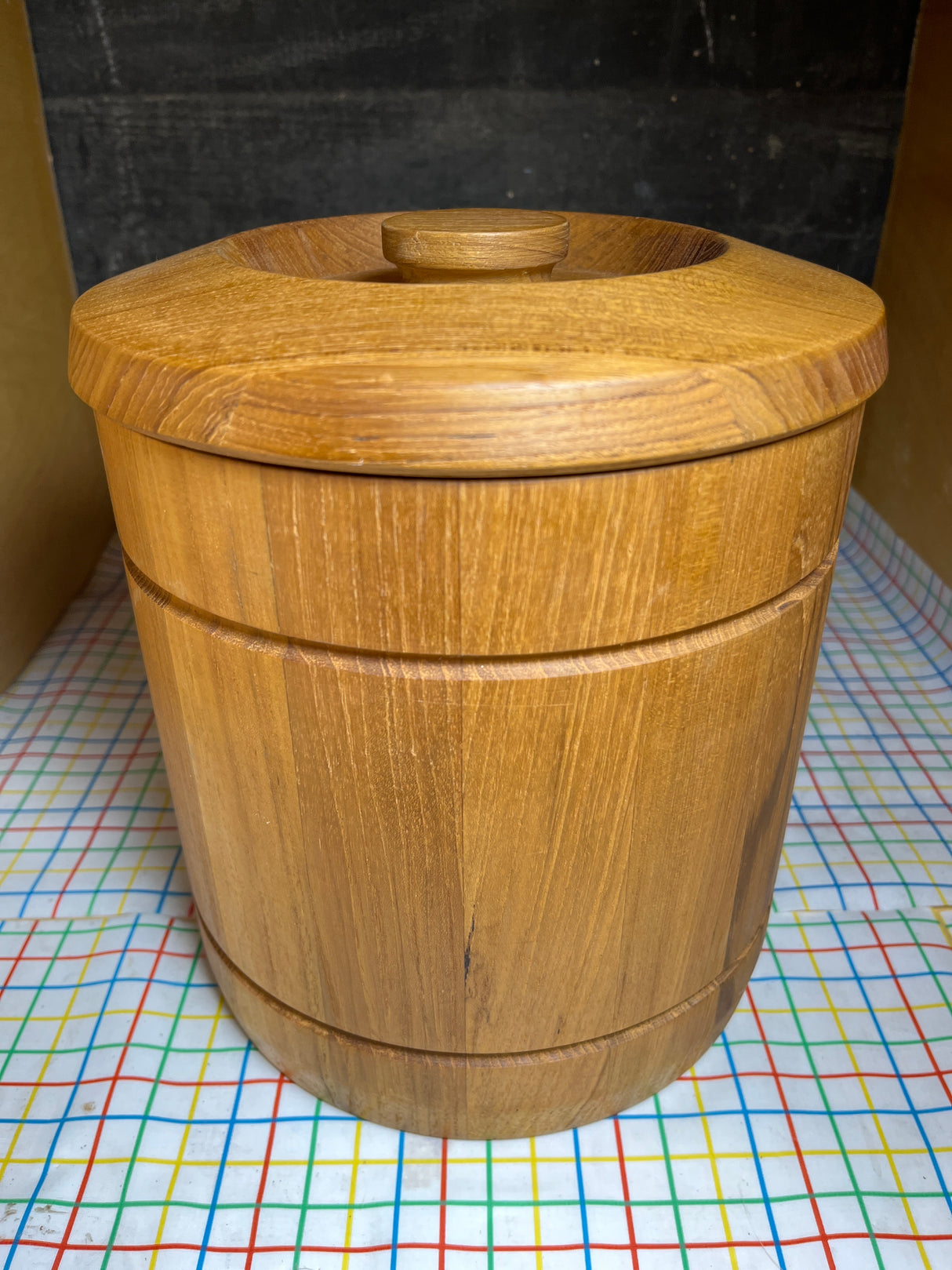 Insulated ice bucket- genuine teak - vintage Goodwood
