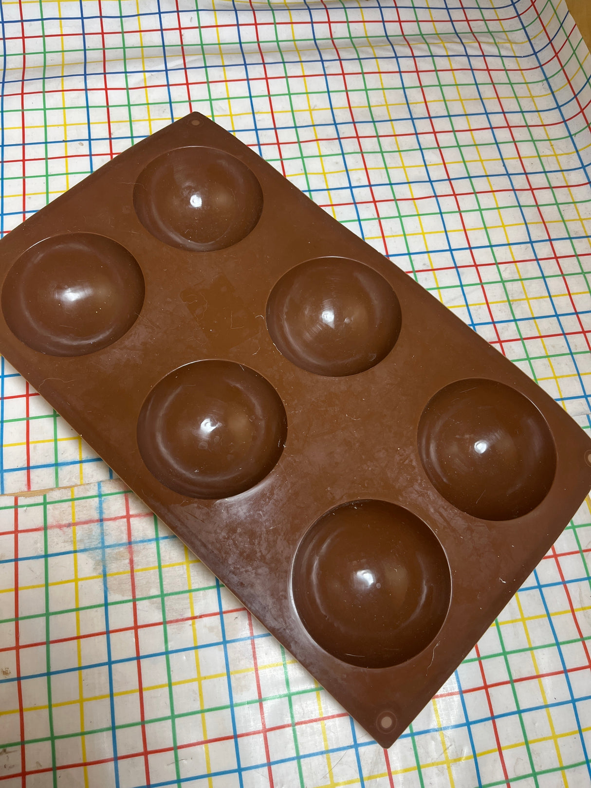 6 half dome baking mold - brown silicone