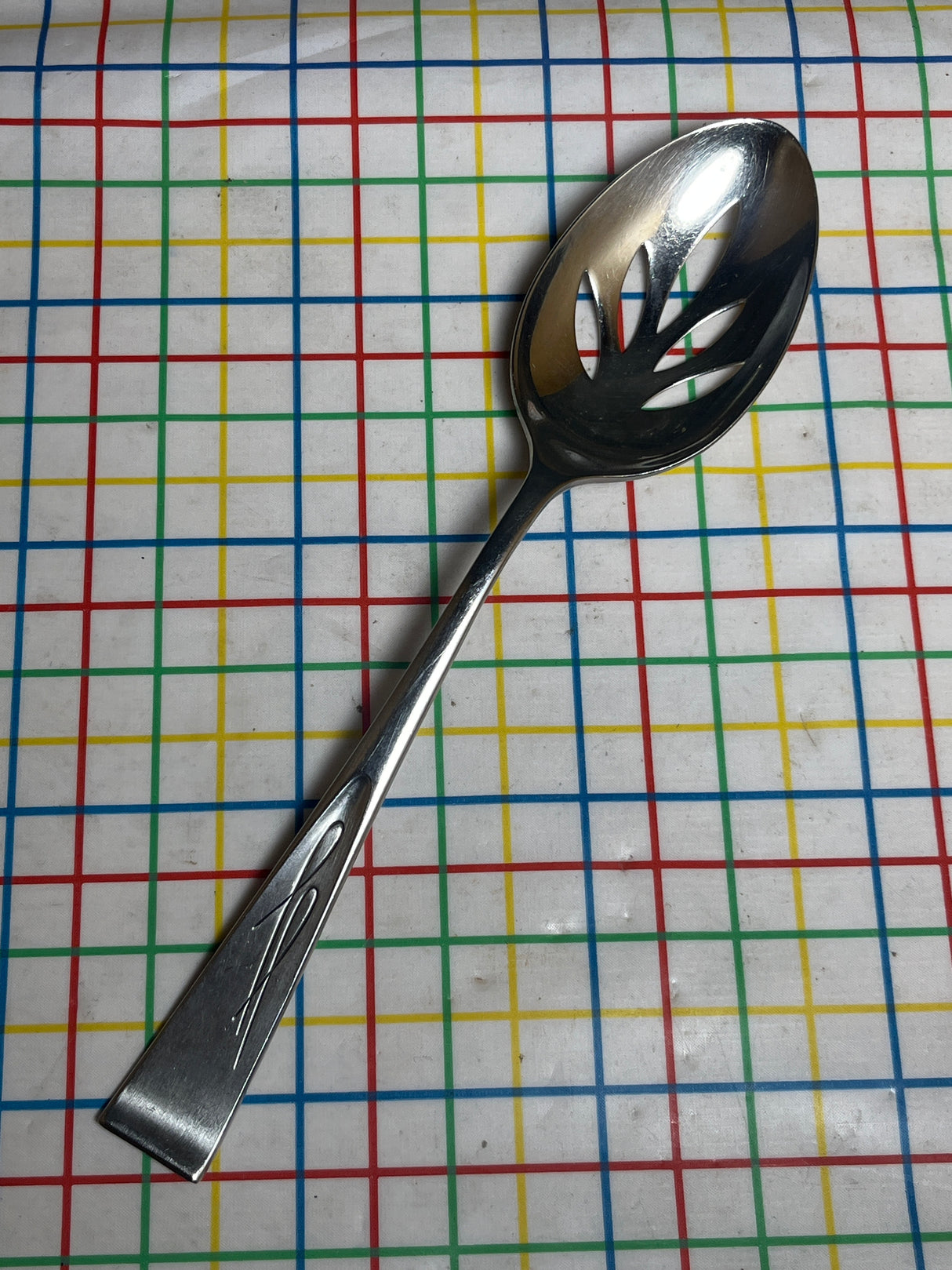 Slotted serving spoon - stainless steel - vintage Gorham