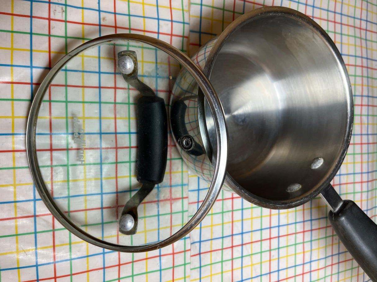 2-quart saucepan - stainless steel with glass lid and plastic handles - Hamilton Beach