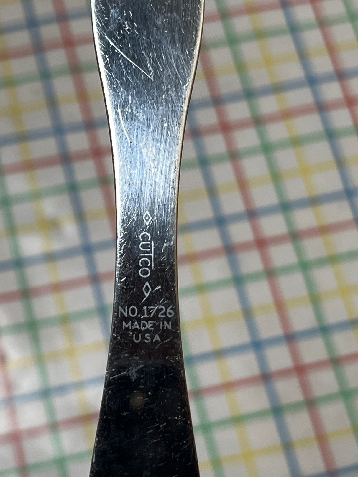 Carving knife - stainless steel with marbled brown resin handle - vintage Cutco 1729
