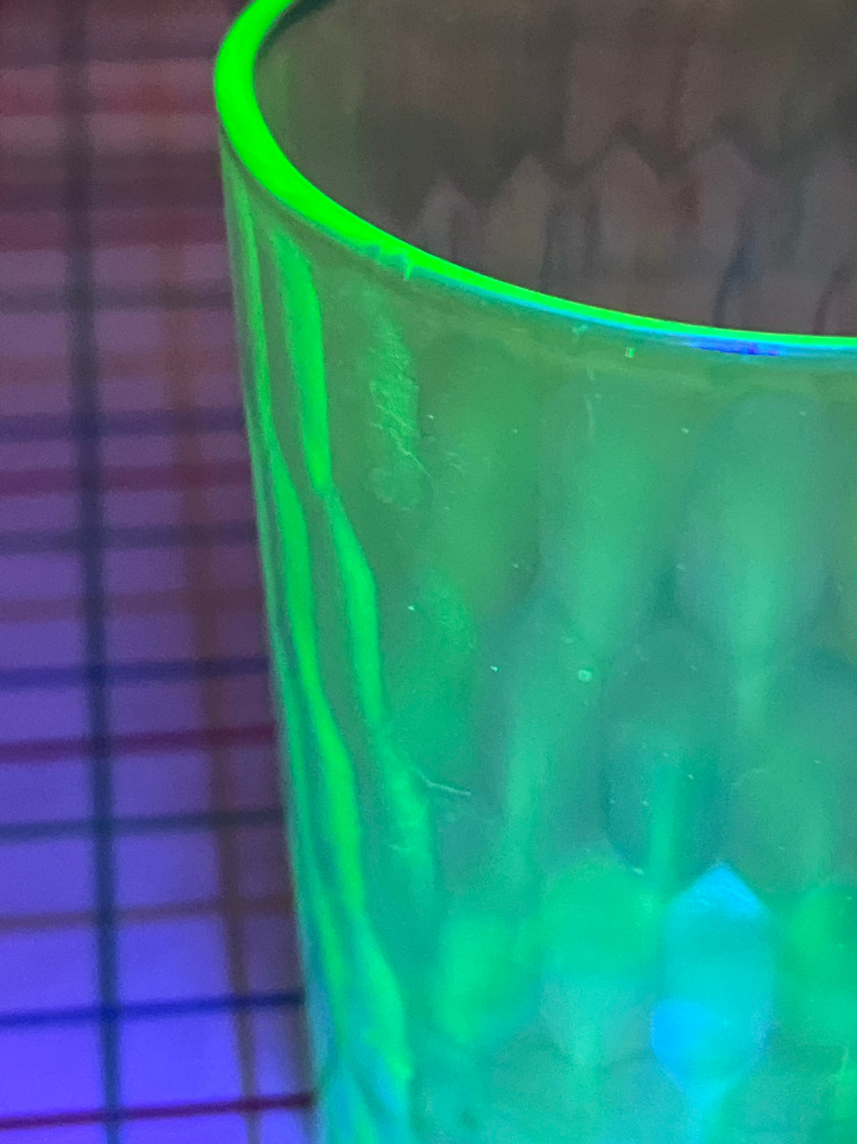 RARE set of 4 tumblers with beveled sides - vintage uranium glass
