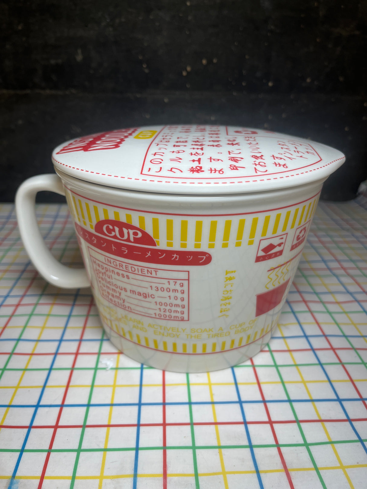 Instant noodles soup bowl with lid - white ceramic