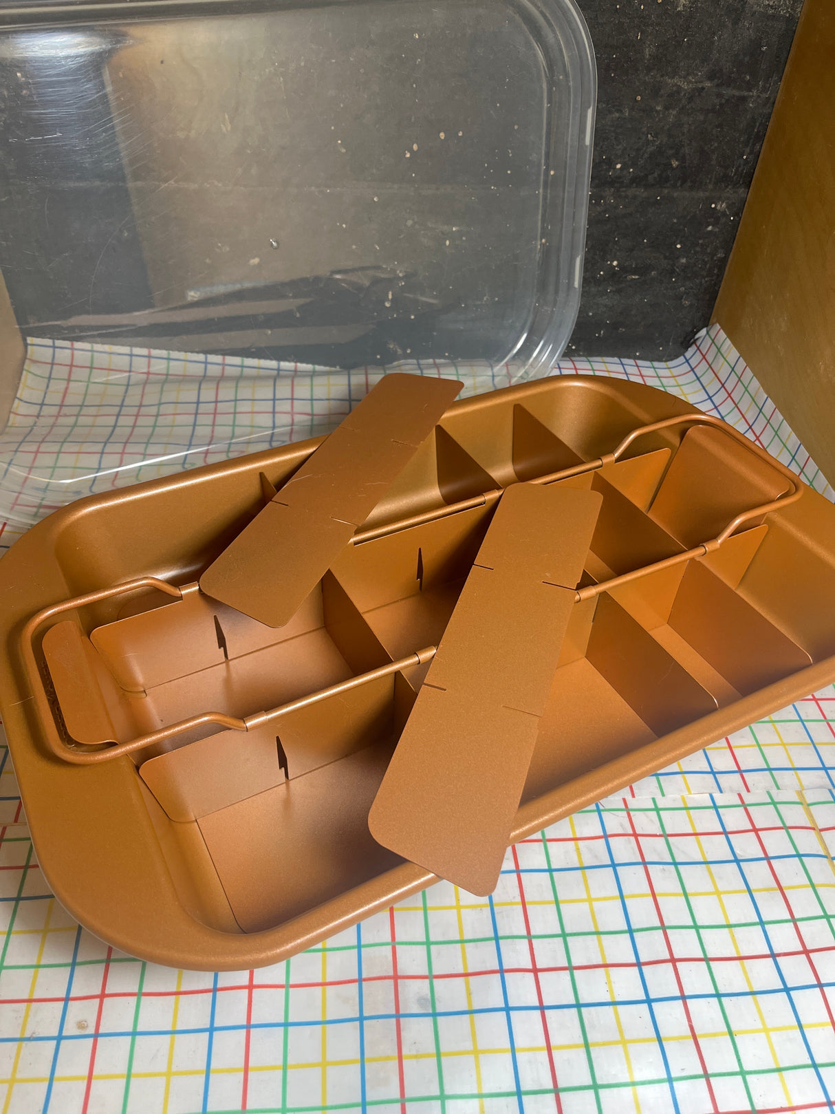 Baking pan with dividers for brownies, loaves and casseroles - stainless steel nonstick - Copper Chef