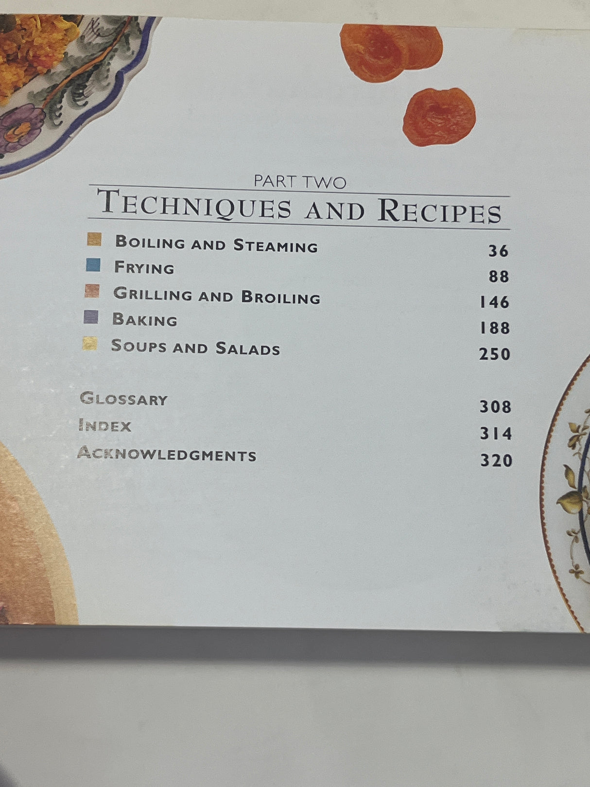 The Little Guides: Vegetarian cookbook's Table of Contents highlights cooking techniques and recipes, ideal for beginners, featuring boiling, frying, grilling, baking, and soups with a glossary and index.