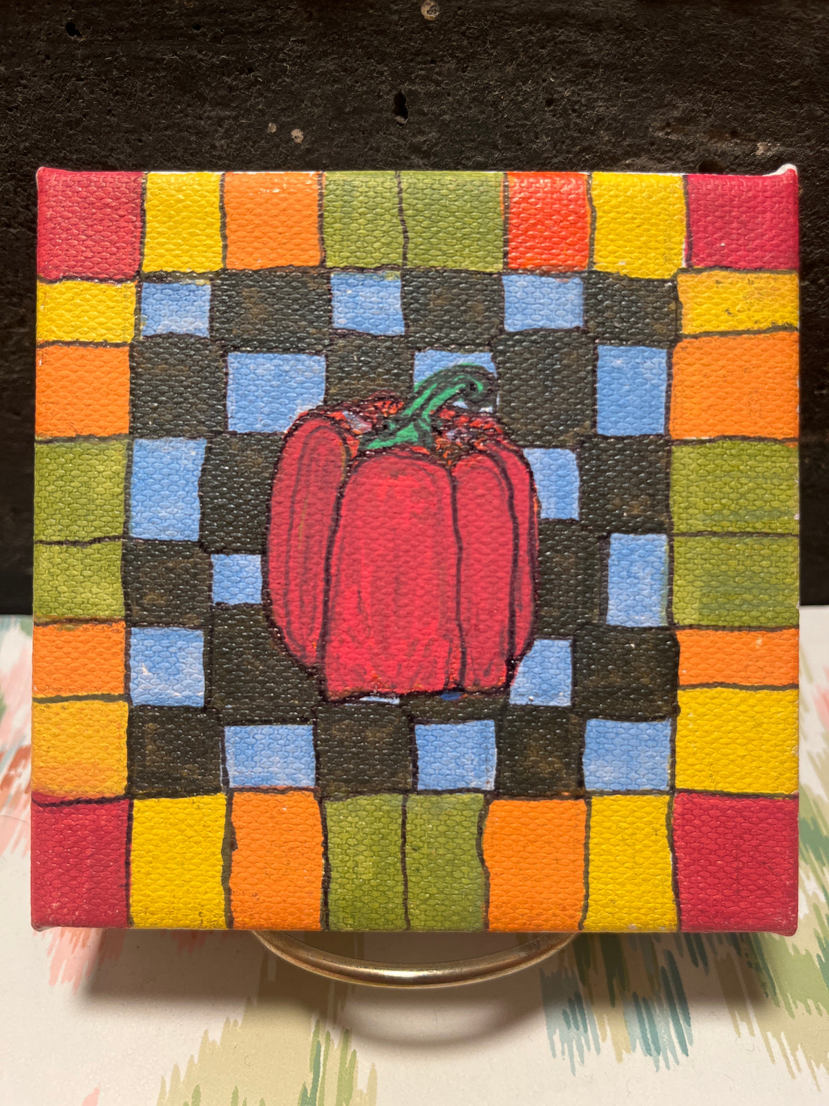 “Red Bell Pepper” (2026) - embroidery on canvas - Vibrantly Earthy