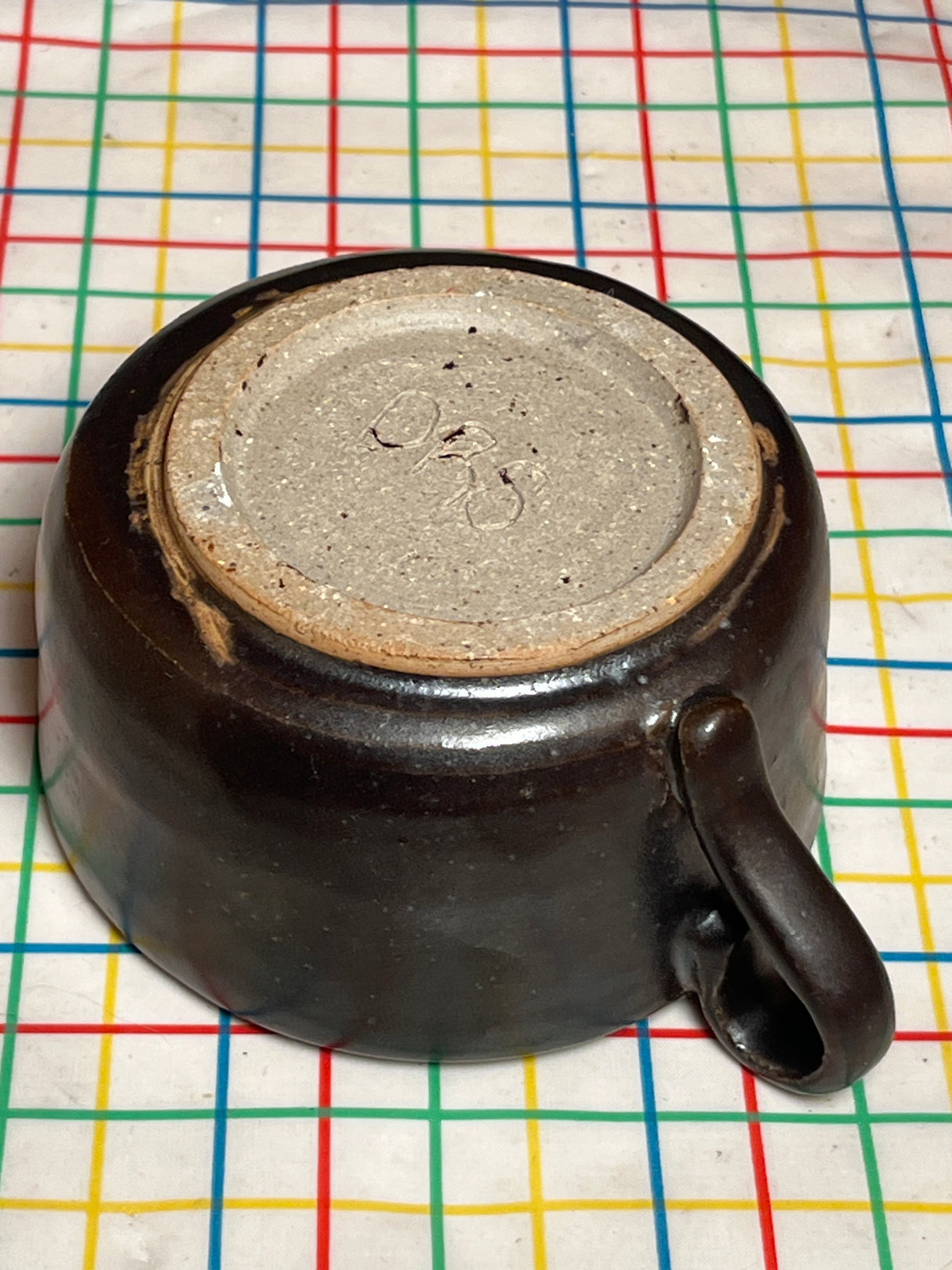 Mug with smoky black glaze and dainty handle - handmade ceramic
