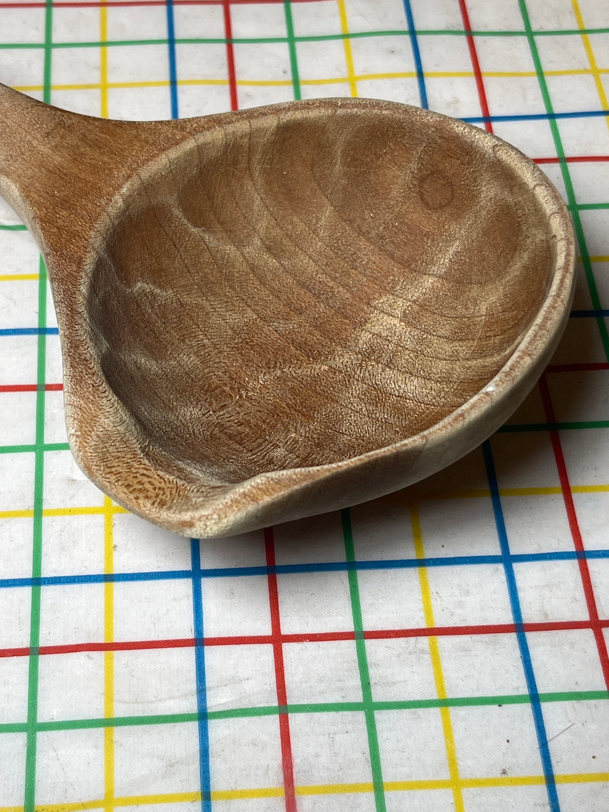 Spouted serving spoon - hand carved cherry wood