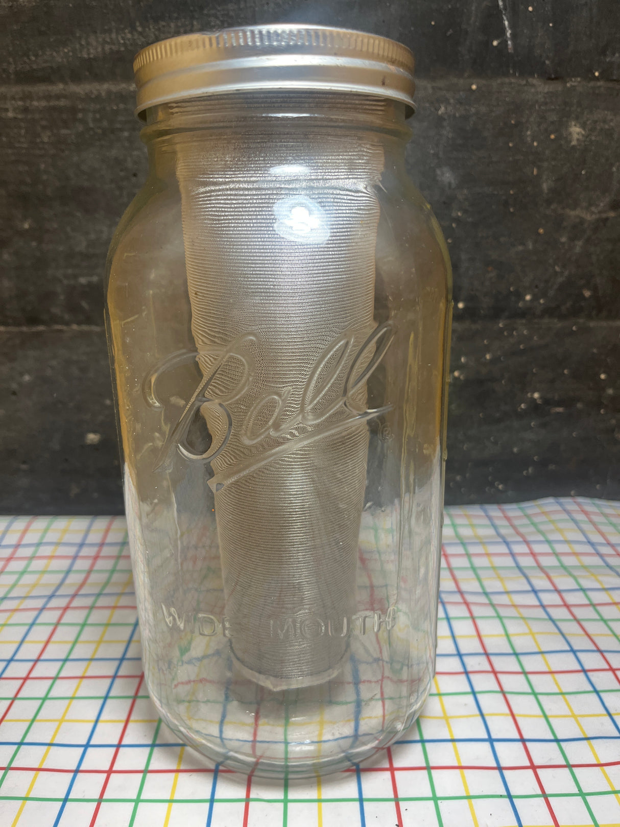 Wide-mouth mason jar 32oz with cold brew infusion mesh insert - glass and stainess steel - Ball