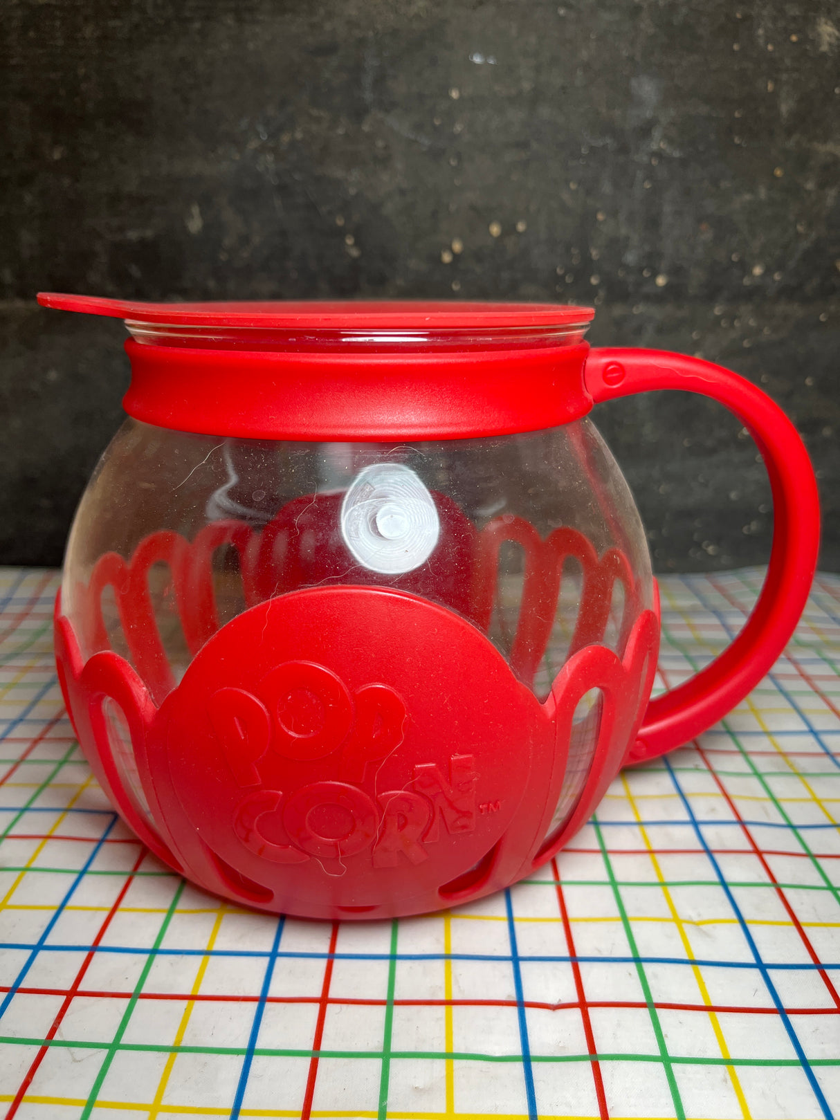 Microwave popcorn popper - glass and red silicone - Ecolution