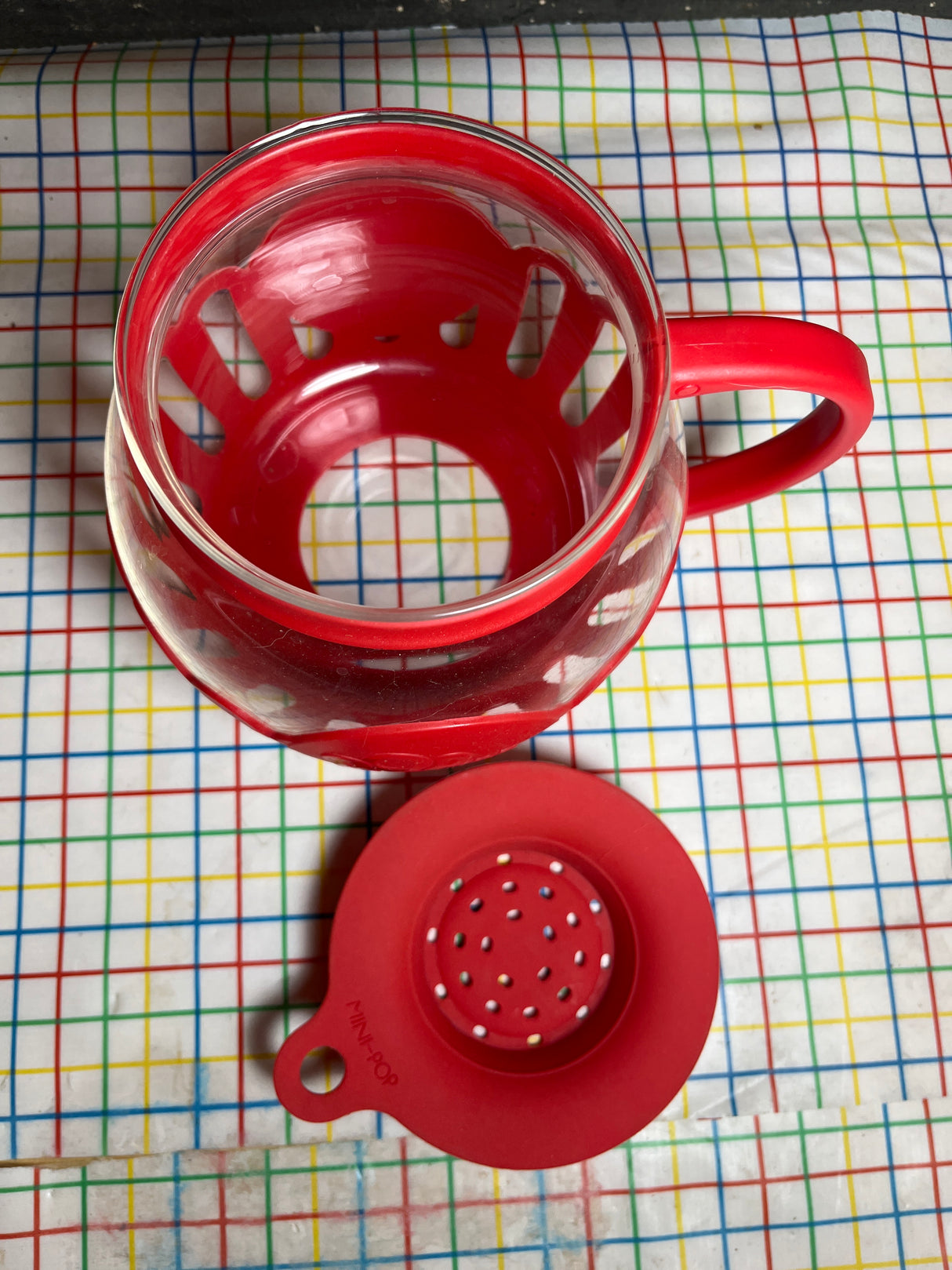 Microwave popcorn popper - glass and red silicone - Ecolution