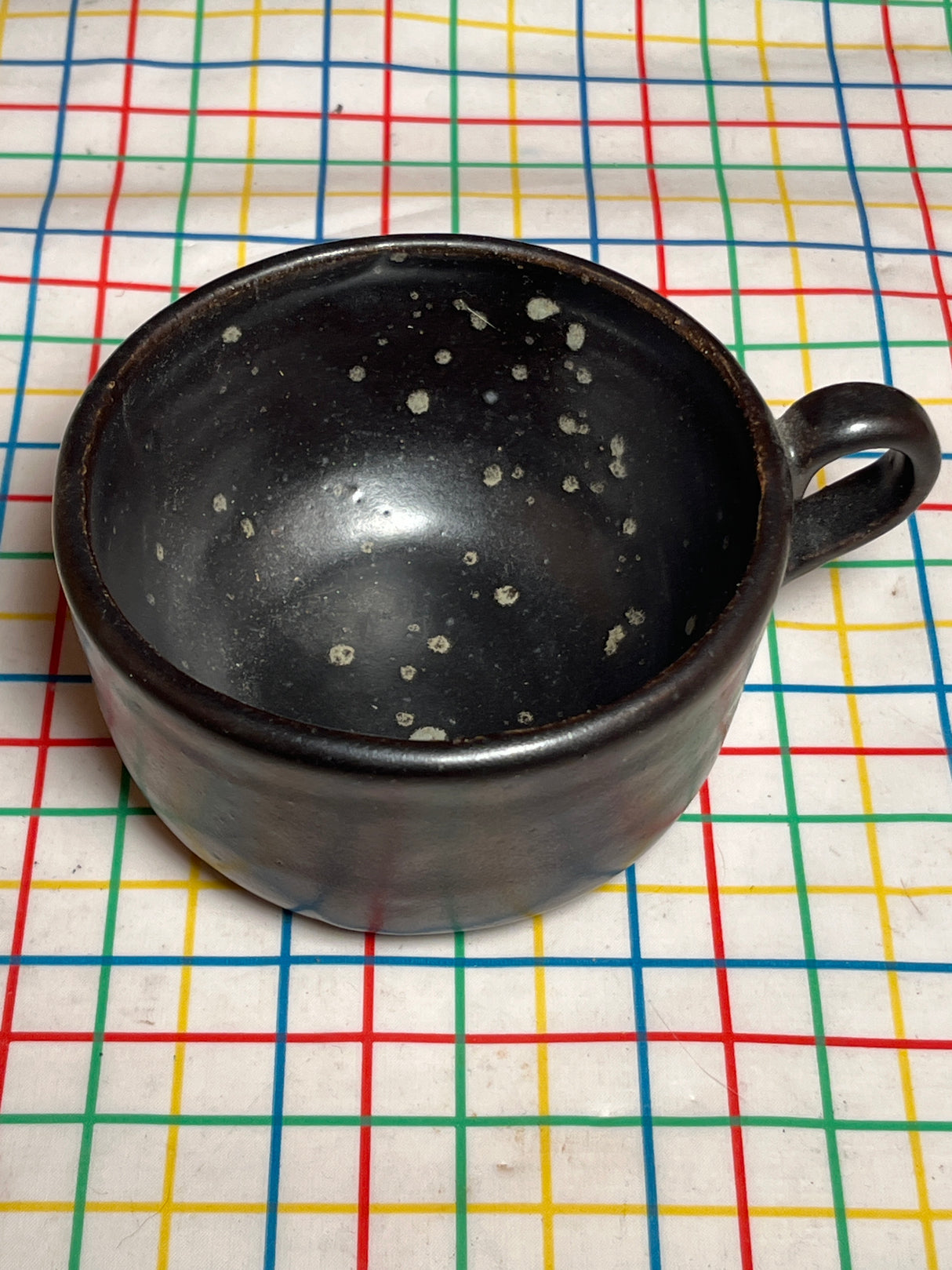 Mug with smoky black glaze and dainty handle - handmade ceramic