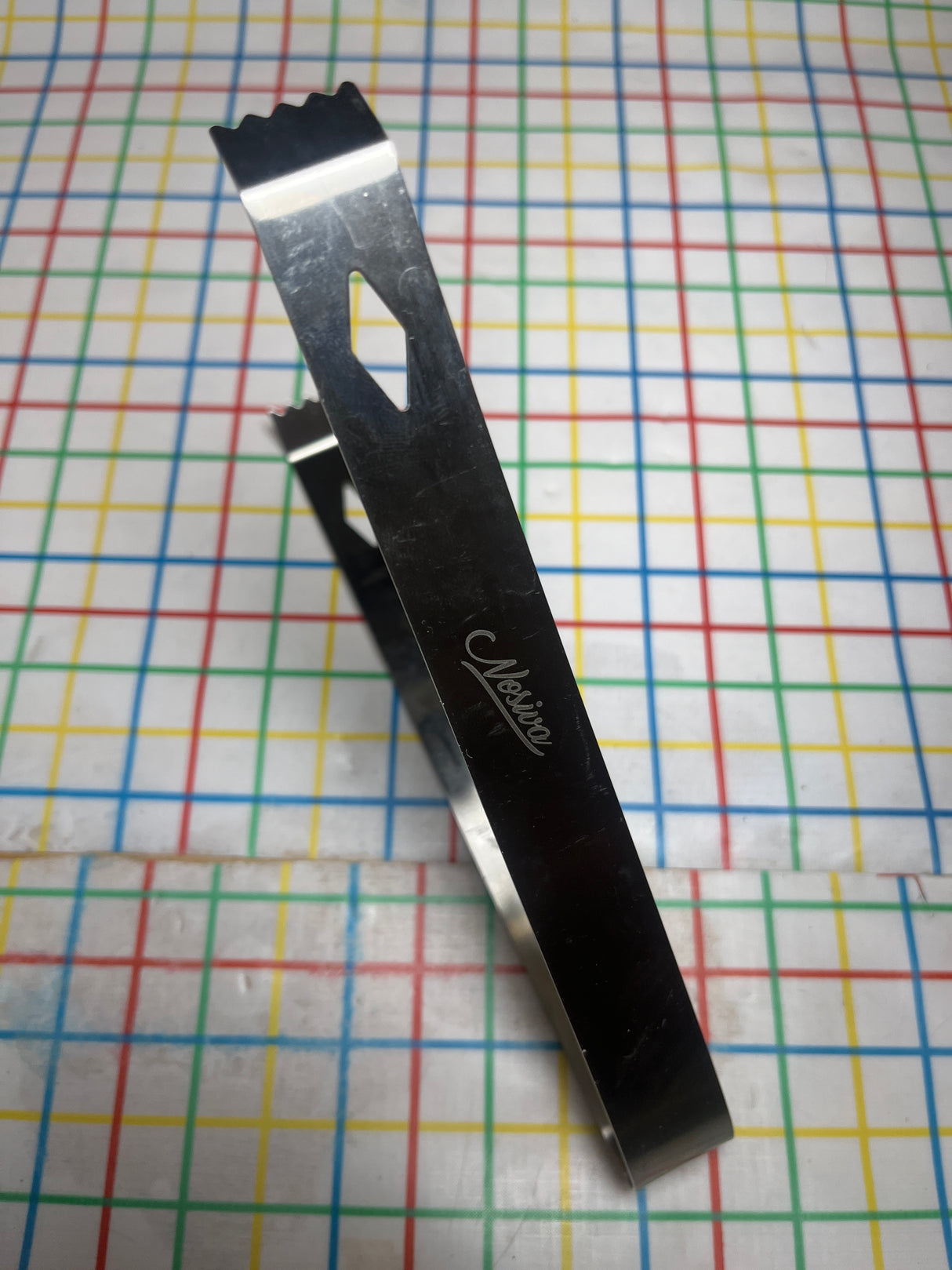 Ice tongs with teeny teeth - stainless steel