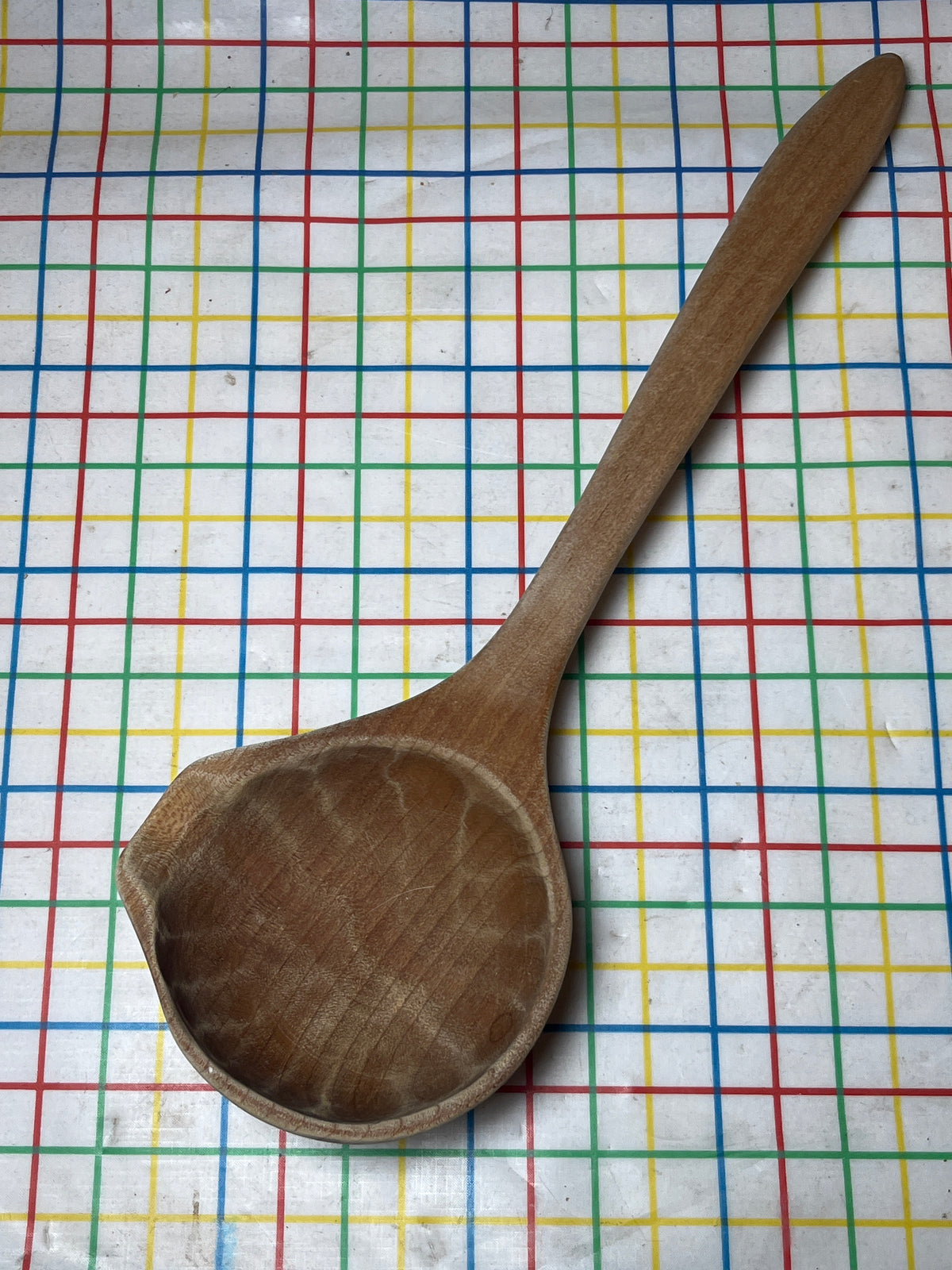Spouted serving spoon - hand carved cherry wood