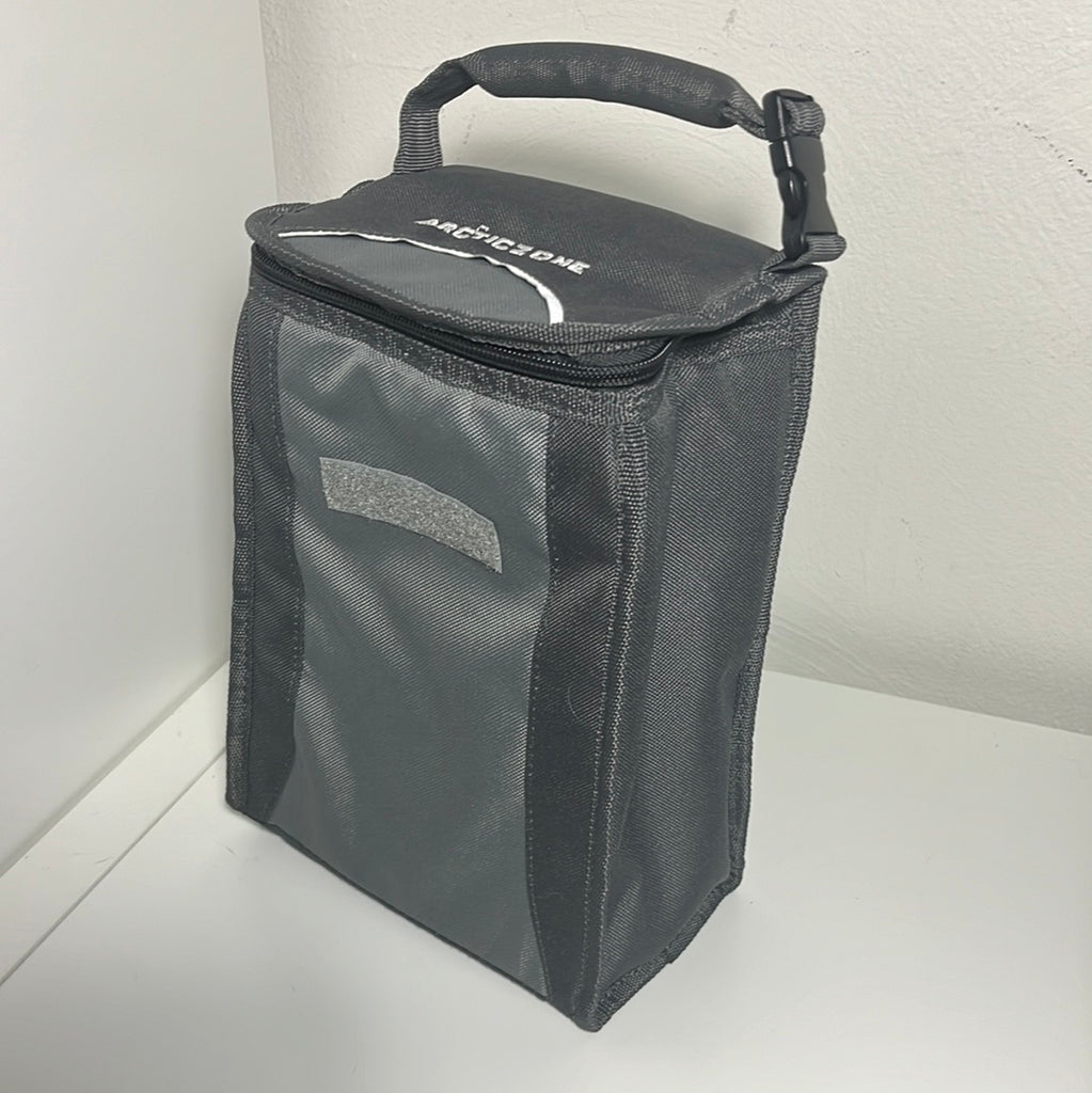 Gray Arctic Zone Insulated Lunchbag with Clip-on Handle, a bag with a handle for secure transport. From Spoons Kitchen Exchange.