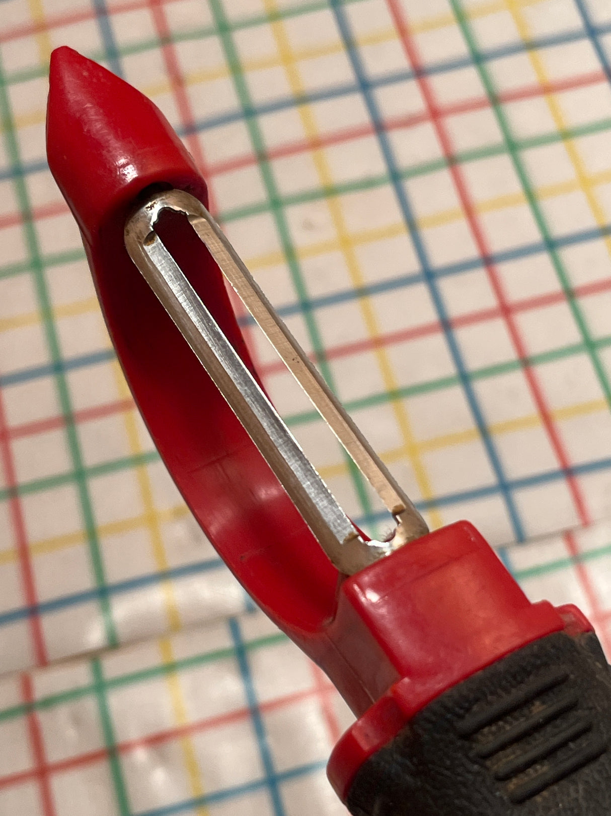 Food peeler with swiveling blade - stainless steel blade and plastic handle - Firm Grip