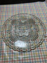 Footed cake plate - clear pressed glass - vintage Federal Glass Company