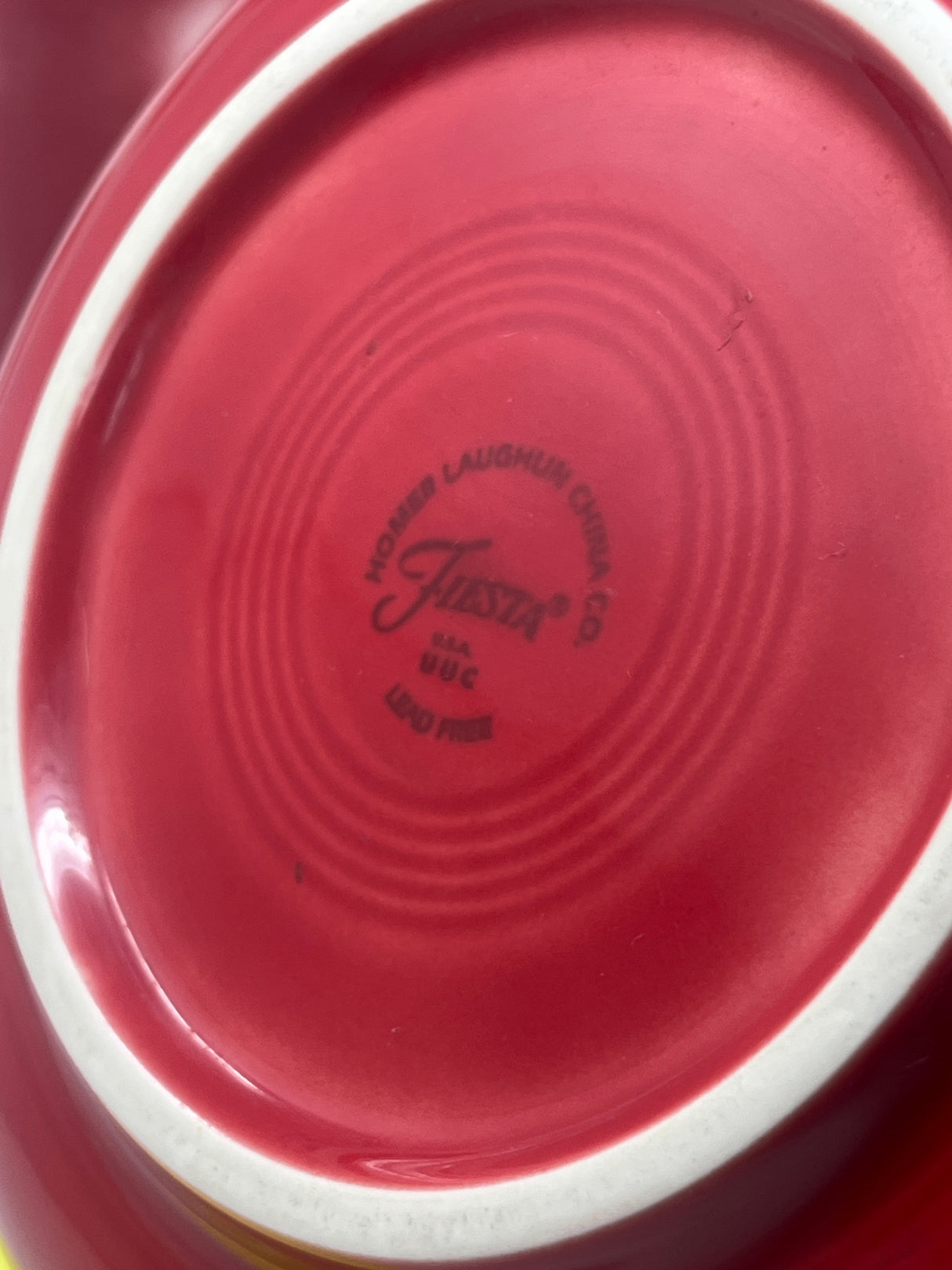 Fiestaware by Homer Laughlin scarlet red ceramic bowl, featuring a circular design, ideal for versatile dining needs.