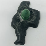 Mid century metal cookie cutter - Santa with pack and green knob. From Spoons Kitchen Exchange. 