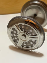 Frieling stainless steel French press coffee maker's mesh filter and retaining plate from the plunger assembly, showcasing its durable and functional design.