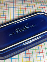 Oval bread platter - cobalt blue ceramic - vintage Homer Laughlin Fiestaware