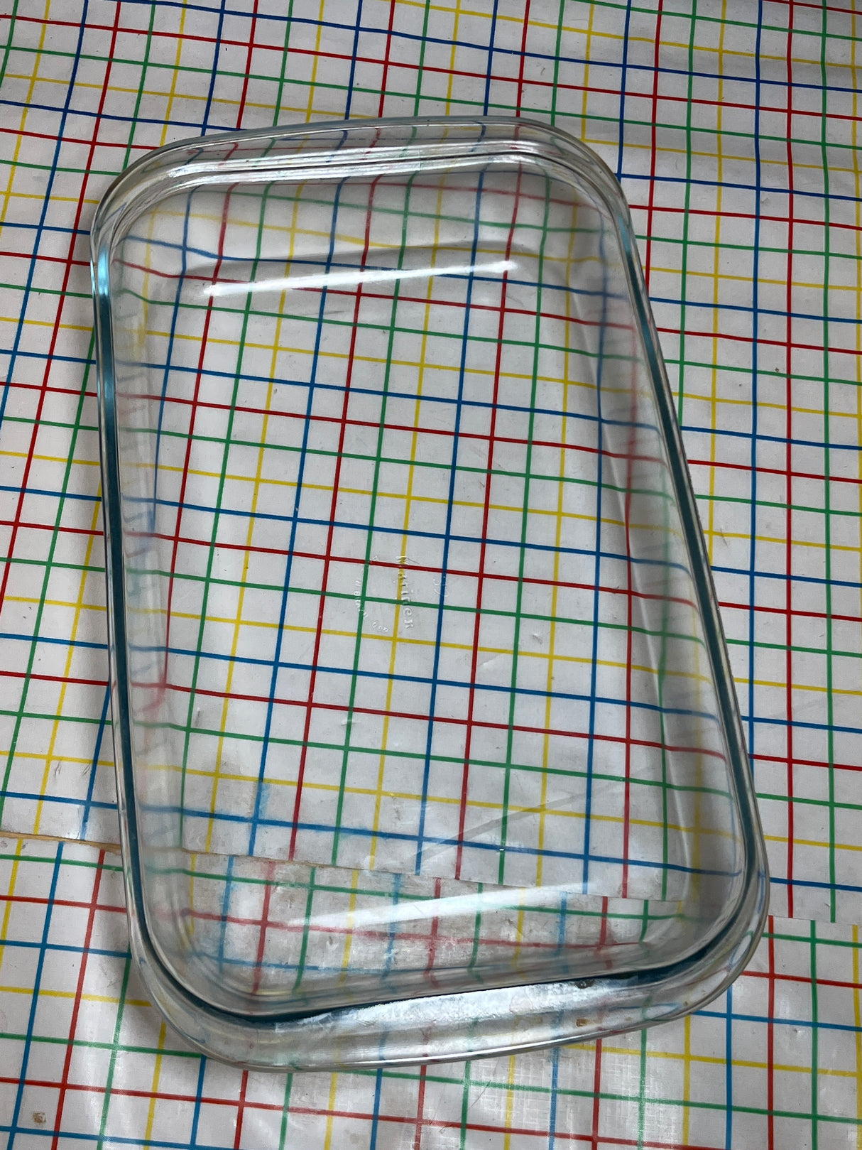 Rectangular baking casserole dish - clear glass with blue tint - vintage Marinex