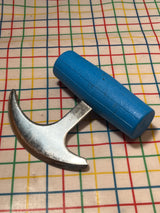 Long T-Grip rocker knife - stainless steel blade with blue plastic handle