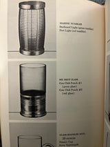 Trader Vic’s Bartender’s Guide (Revised 1972) page showing illustrations of Marine Tumblers and Big Shot Glasses, with partial view of a Glass-Handled Mug heading.