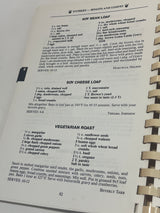 Page 82 of An Apple a Day: Vegetarian Cookery by Doctors' Wives featuring three entrée recipes: Soy Bean Loaf, Soy Cheese Loaf, and Vegetarian Roast.