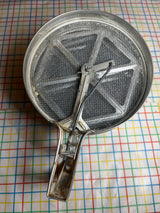 Triple-screen flour sifter - stainless steel - vintage Foley sift-chine
