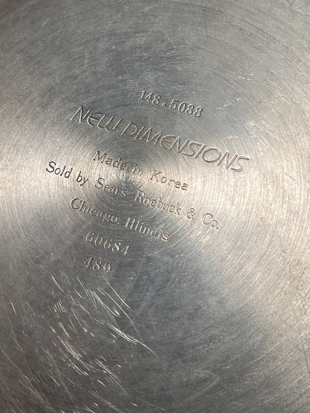 Frying pan - vintage stainless steel New Dimensions by Sears Roebuck & Co. 143.5088, 60684, 489