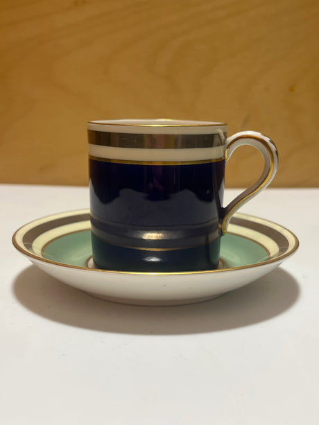 Paragon after dinner demitasse cup and saucer set featuring elegant stripes, perfect for post-dinner elegance, showcasing fine English China craftsmanship.
