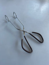 All-purpose kitchen tongs - stainless steel with coated handles in gray - vintage