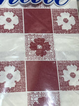 Red and white disposable table cover - paper and plastic - vintage Tablemate