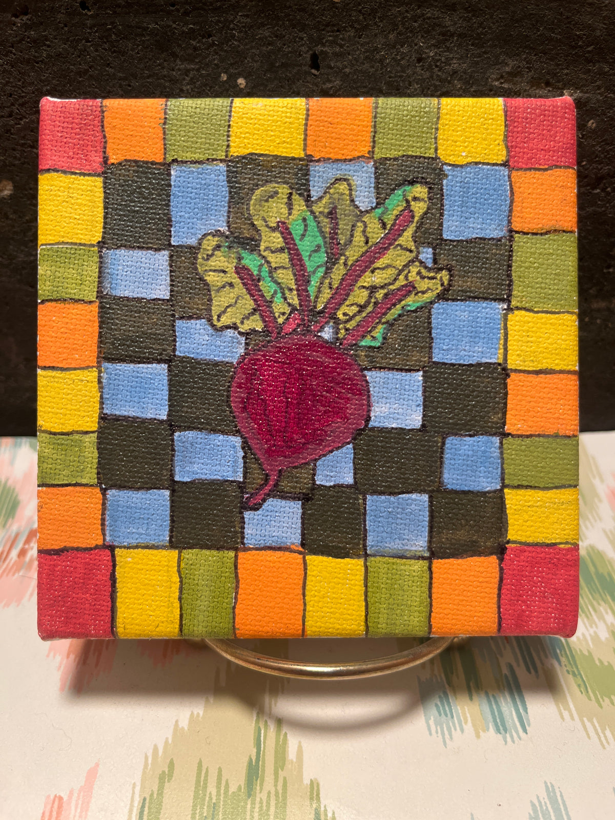 Beet” (2026) - miniature acrylic painting on canvas - Vibrantly Earthy