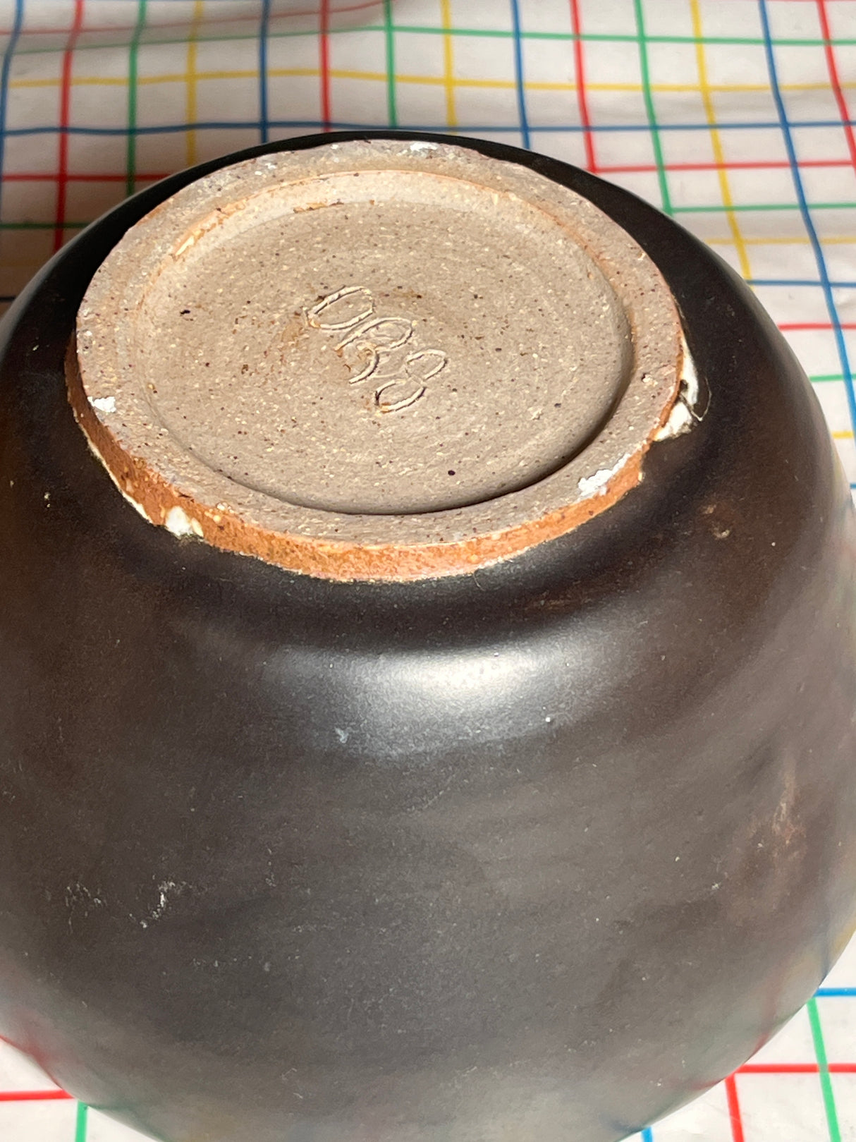 Bowl with heavy base smoky black glaze - handmade ceramic