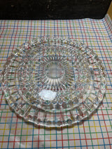 Footed cake plate - clear pressed glass - vintage Federal Glass Company