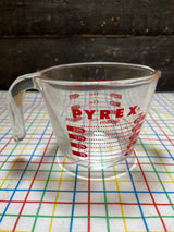 1-cup measuring cup - clear glass and red lettering - vintage PYREX