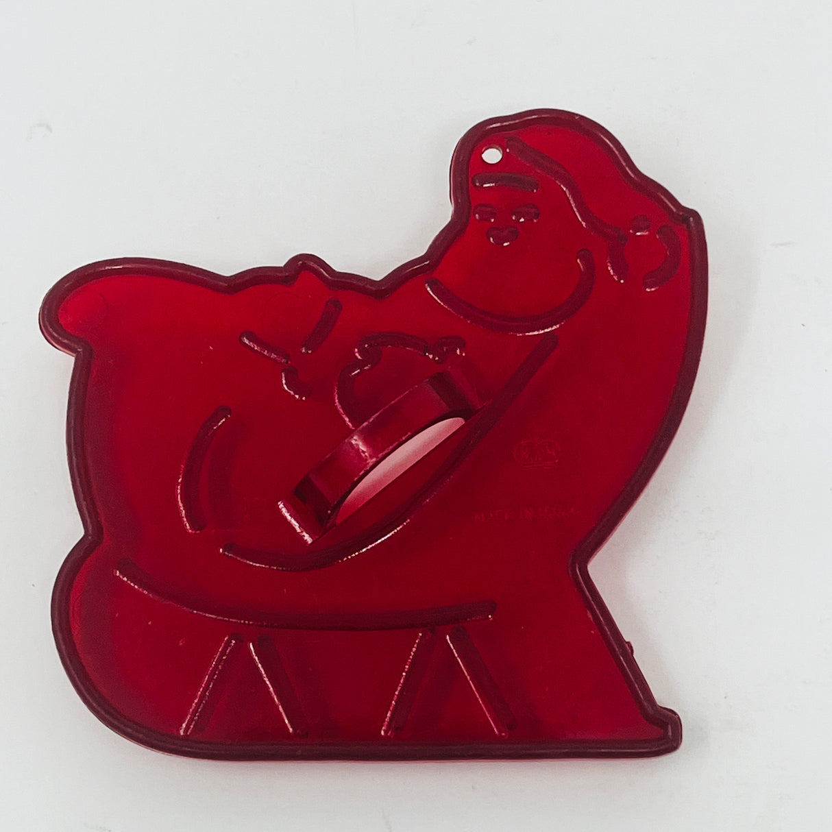 Vintage Red Plastic Cookie Cutters, some with Crown logo, on a white surface.