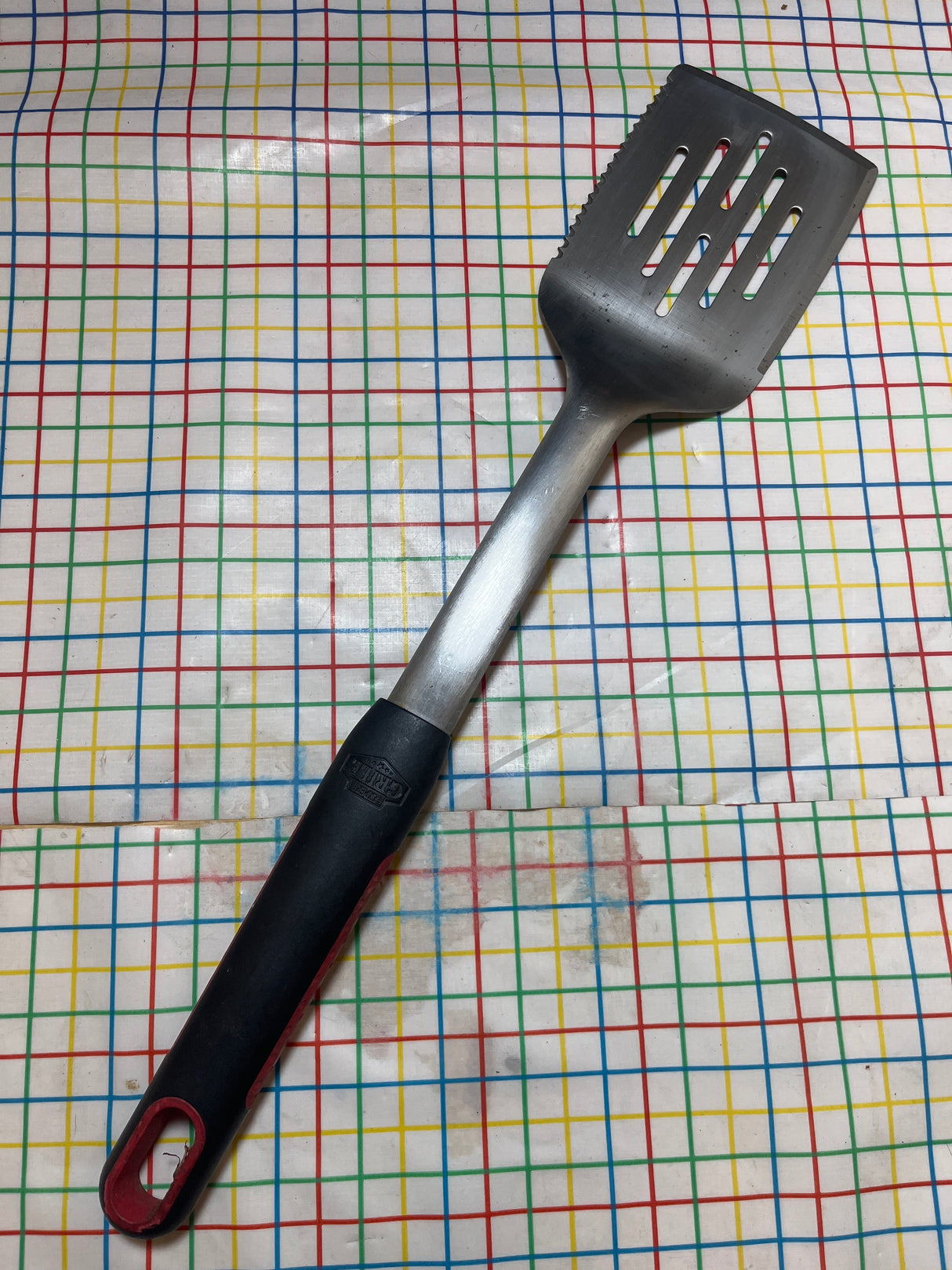 Grill turner spatula - stainless steel with black plastic handle - Expert Grill