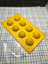 8 half-dome/ sphere baking mold - yellow silicone