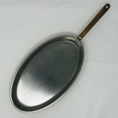 Oval copper sauté pan with brass handle by Spring Culinox Switzerland, lightweight and well-maintained. From Spoons Kitchen Exchange.