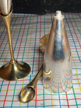 Set of 4 Champagne glasses - silver plated and brass - vintage International Silver Company 1960s