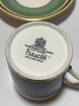 Paragon after dinner demitasse cup and saucer set featuring delicate stripes. Perfect for post-meal elegance, showcasing fine English China craftsmanship.
