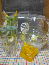 21-piece lemon drinkware set - clear plastic - vintage Inside Out by the Cellar