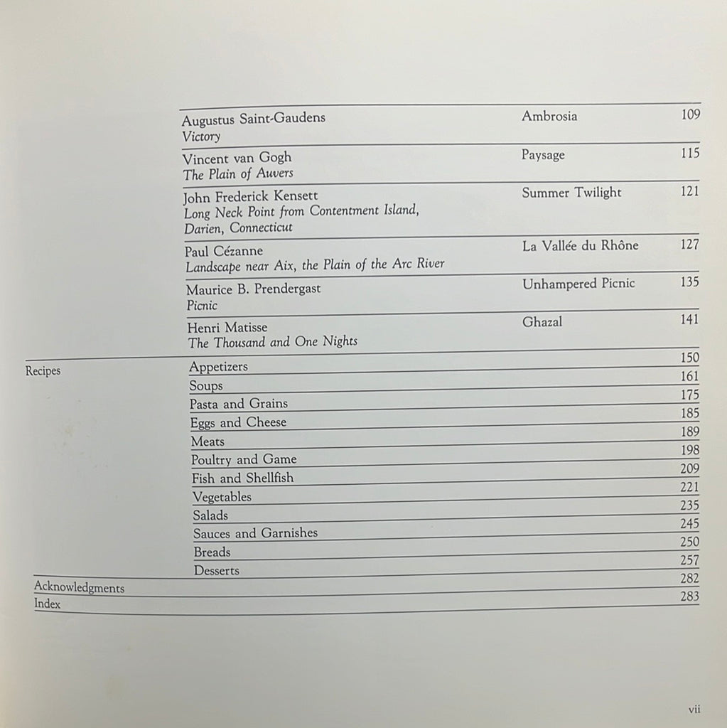 Carnegie Treasures Cookbook featuring art-inspired menus from Carnegie Institute's collection: Table of Contents part 2. From Spoons Kitchen Exchange. 